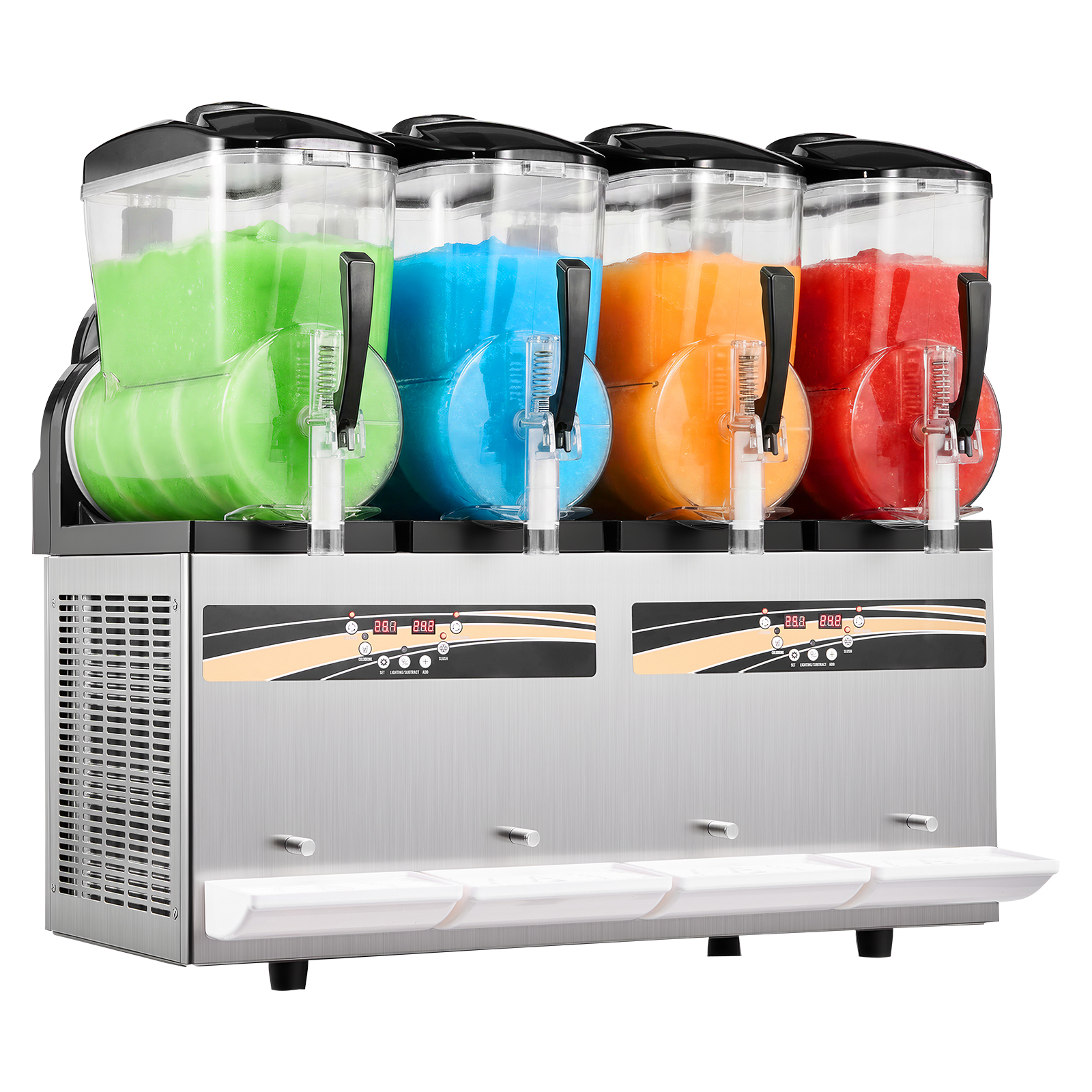 Mophorn Slush-maschine 4 X 12 L, 1650 W Eisgetränke-zubereiter Ohne Eis, Elektrische Margarita-maschine Mit Reinigungsfunktion, Ideal Für Frozen Margaritas, Frappés, Milchshakes Und Shakes