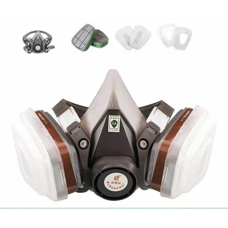 7-teiliges Set 6200 Gas-halbmaske, Staubdicht, Chemikalienbeständig, Gasdicht, Sprühfest, Geruchsabweisend, Rauchabweisend, Dekorativ, Schutzmaske