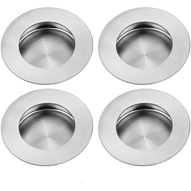 Runde, Eingelassene Schubladengriffe Aus Edelstahl (4 Stück, Silber)