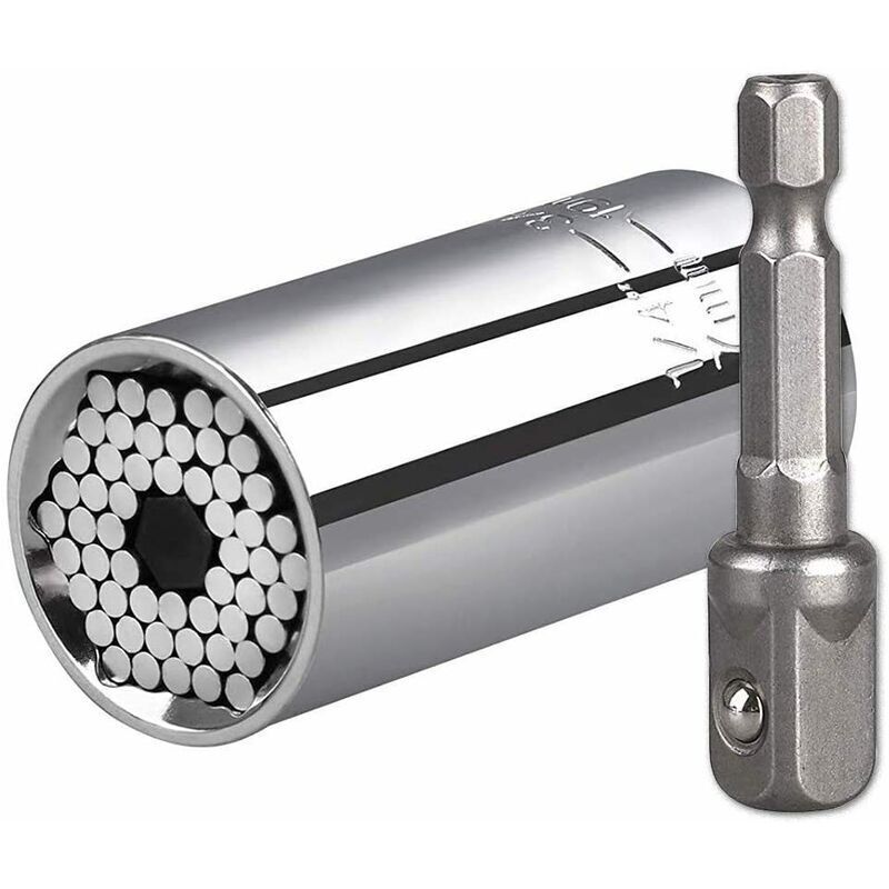 Imperial-außengewinde 7–19 Mm, 3/8"-sechskantschaft, 1/4"–3/4"-ratschenkopf Aus Silber