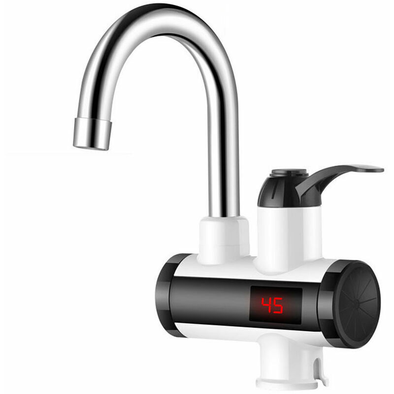 Elektrischer Durchlauferhitzer (3000 W) Mit Led-digitalanzeige, Für Küche Und Bad, Wasserdicht (ipx4), 360°-drehung, 220 V, Mit Leckageschutz, Schwarz