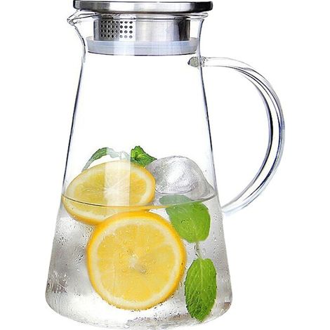 2-liter-glaskrug Mit Deckel, Glaskaraffe Für Wasser, Eistee-/wein-/kaffee-/milch-/saftgetränkekaraffe
