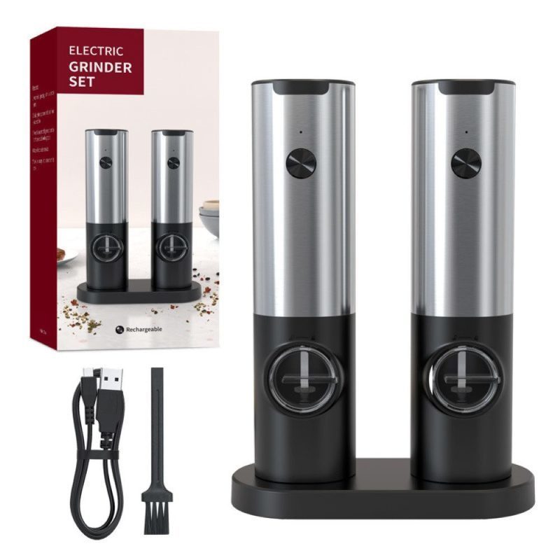 Elektrische Salz-/pfeffermühle 2er Set Mit Usb-aufladung, Led-ind