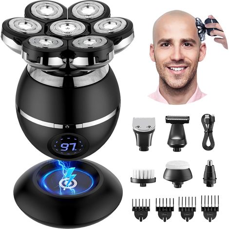 Herren-glatzenrasierer, 7d Elektrorasierer Für Herren – 6-in-1 Nass- Und Glatzentrimmer