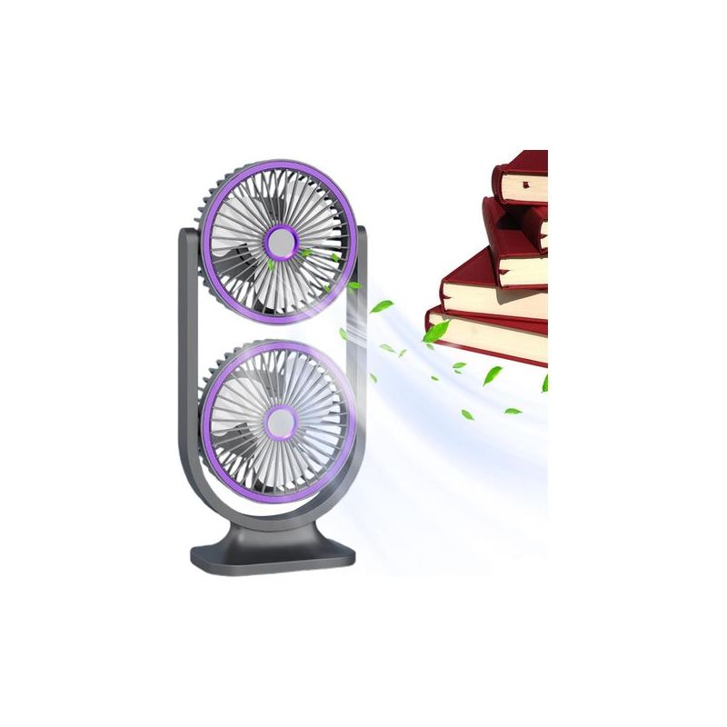 Wiederaufladbarer Usb-tischventilator – Tragbarer Doppelventilator Für Zuhause, Outdoor, Reisen, Schule, Schlafzimmer, Wohnzimmer, Auto