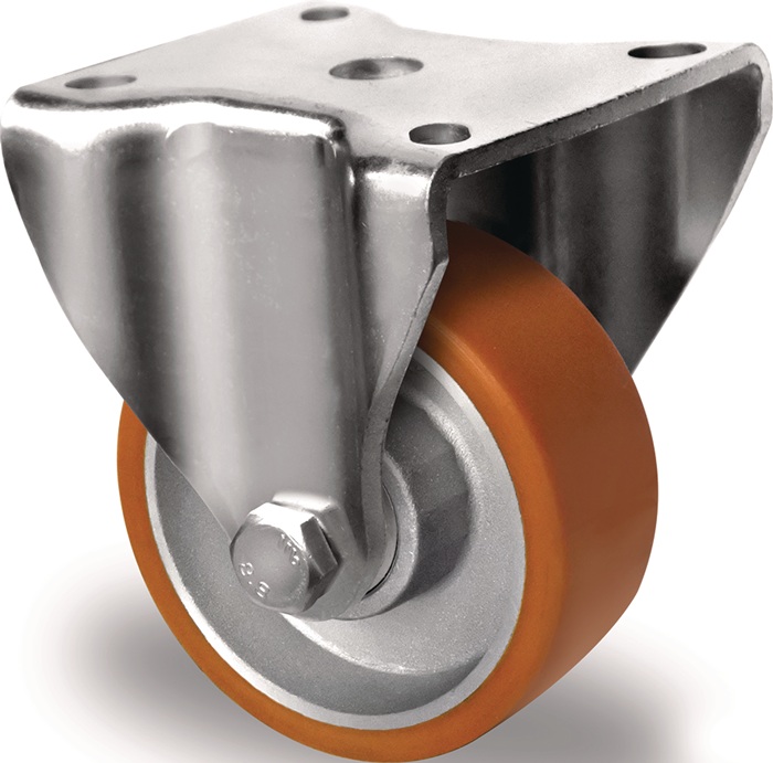 Tecwerk Bockrolle D.100mm Trgf.250kg Pu Platte L100xb88mm Farbe Rl.braun Tecwerk
