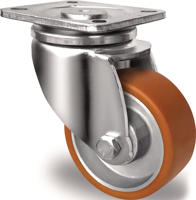 Tecwerk Lenkrolle D.80mm Trgf.180kg Pu Platte L100xb85mm Farbe Rl.braun Tecwerk