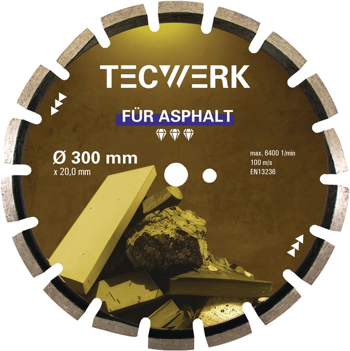 Tecwerk Diamanttrennscheibe Asphalt D.400mm Bohr.25,4mm Seg.-h.10mm Seg.-s.3,4mm Tw