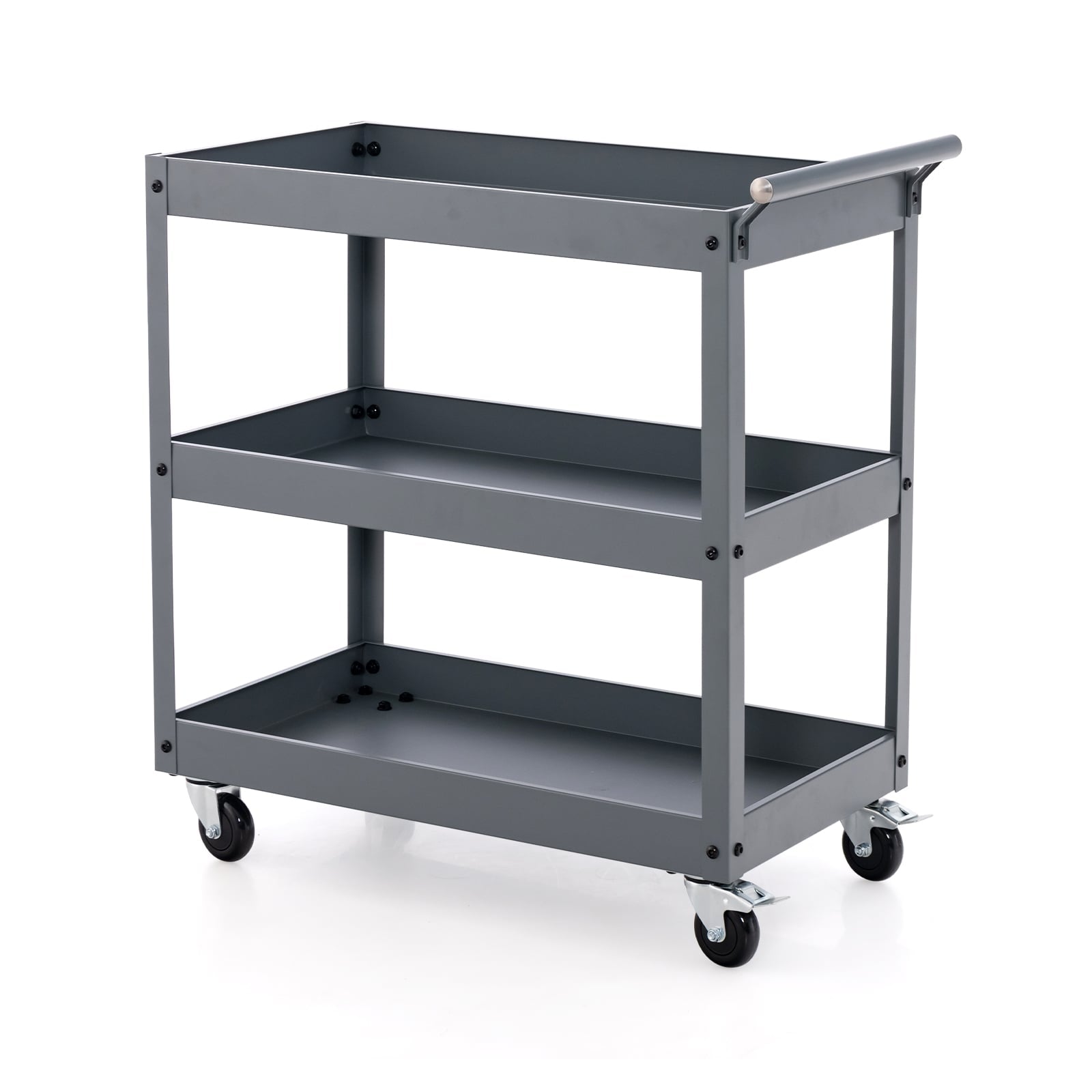 Dreistockiger Rollwagen Aus Metall Mit Ergonomischem Griff Grau 211172126