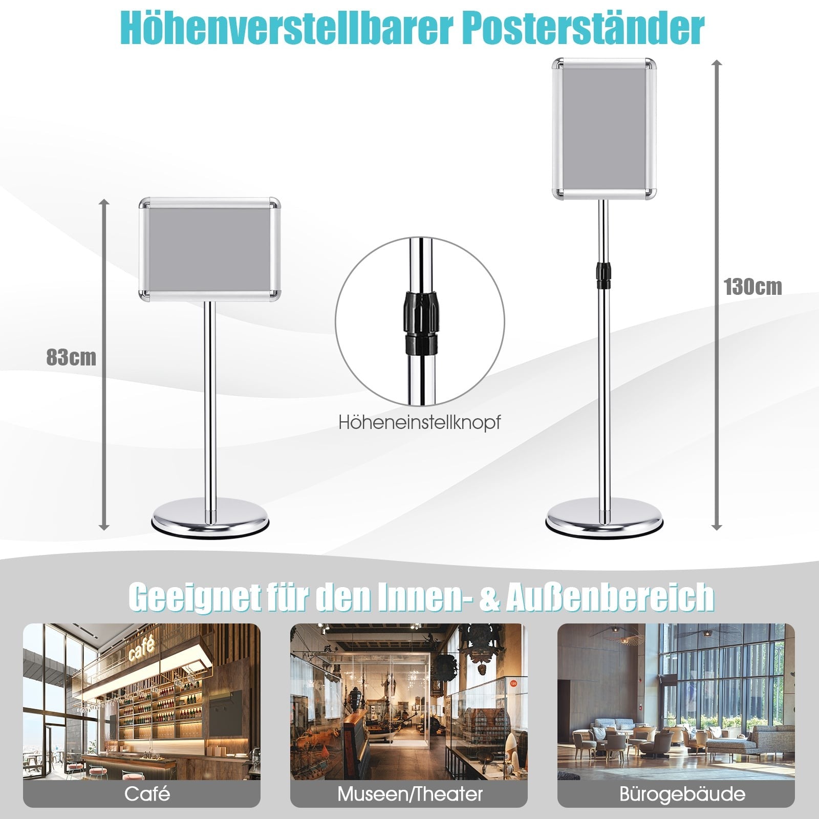 Verstellbarer A4 Schildstander Drehbar Silberfarben 211172041 211172041 211172041