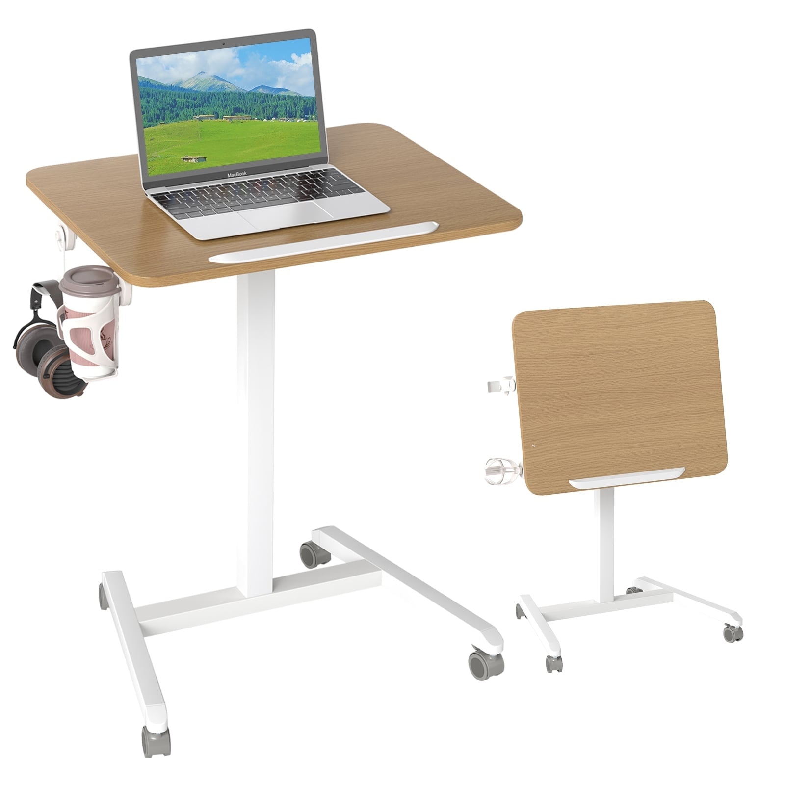 Verstellbarer Rollbarer Laptop Tisch Mit Neigbarer Tischplatte 76 111 Cm 211170526 211170526 211170526 211170526