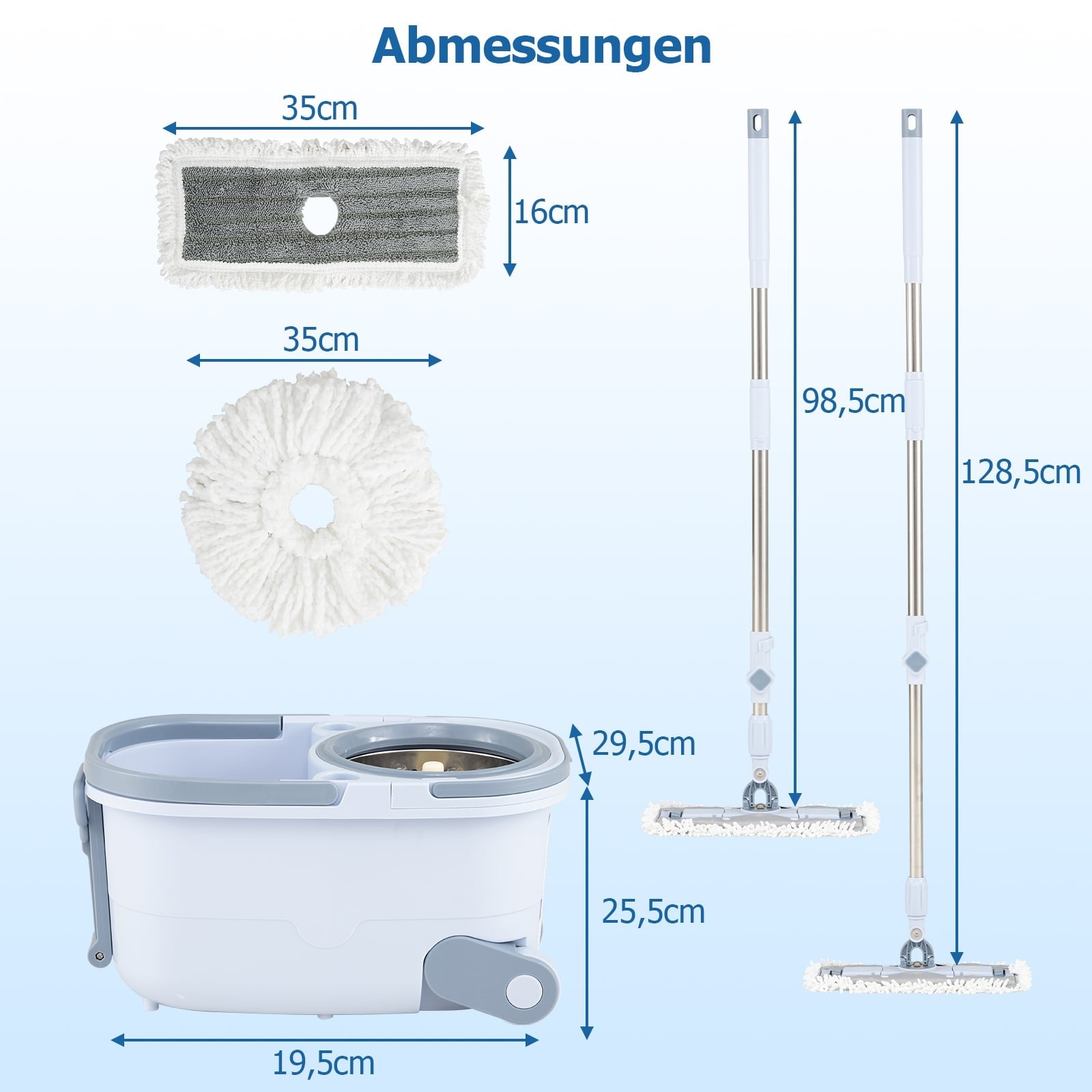 Wischmopp Und Eimer Set Mit Auswringer Zwei Kopfen Und 360 Drehung 211173180 211173180