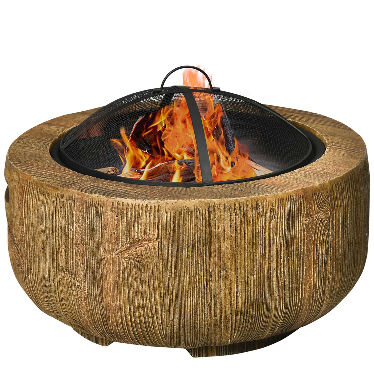Feuerschale Feuerstelle Mit Deckel Feuerkorb Mit Schurhaken Im Baumstumpf Design Fur Garten Camping Terrasse Stahl Mgo Braun 211743280 211743280 211743280