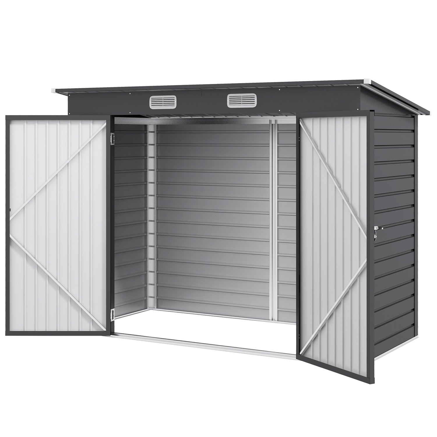 Geratehaus Aus Stahl 27 M Gerateschuppen Mit Doppeltur Gartenschuppen Mit Schloss Gartenschrank Mit Uv Schutz 249 X 121 X 183 Cm Grau 211776472 211776472 211776472 211776472