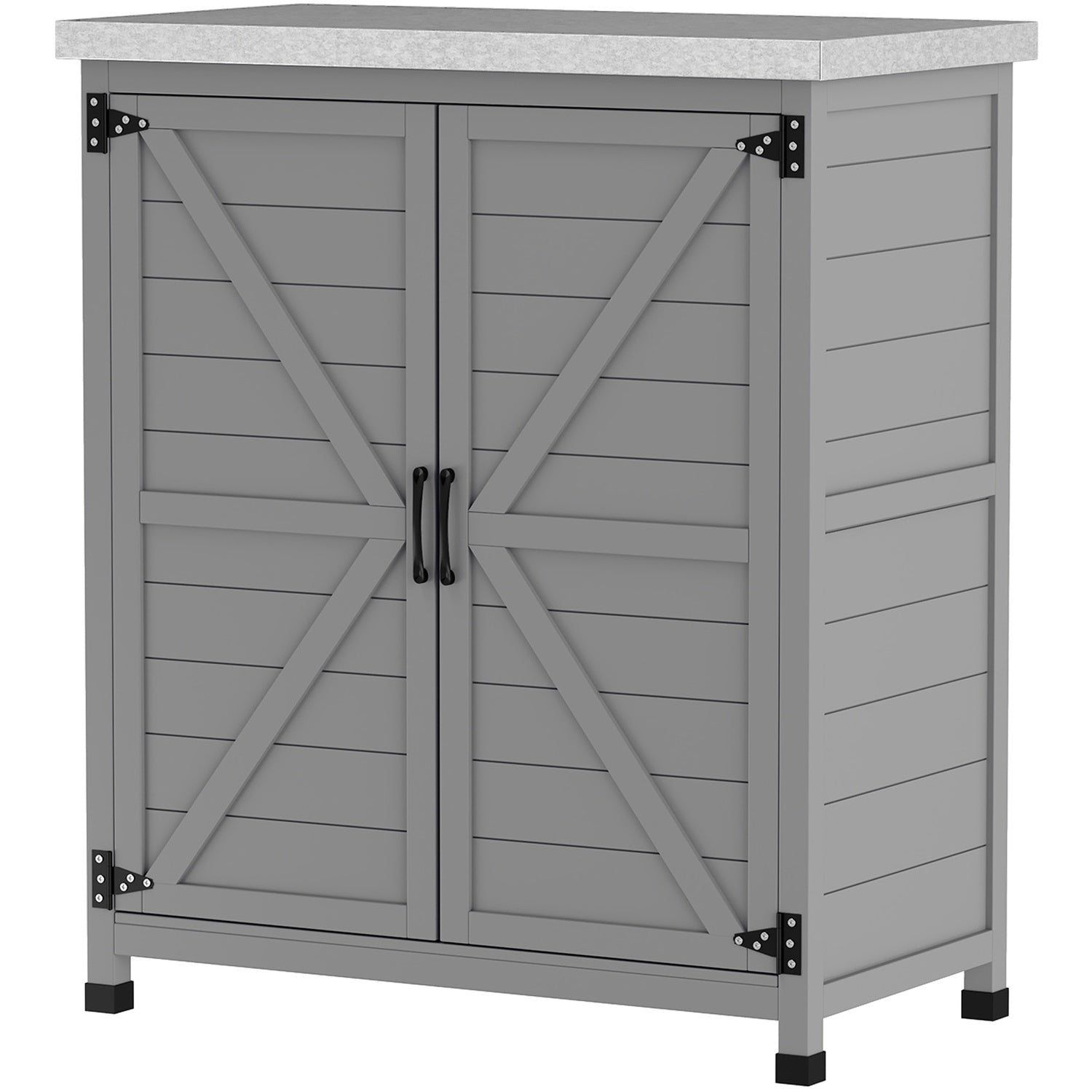 Gartenschrank Holz Outdoor Wetterfest Gerateschuppen Mit Arbeitsplatte Doppeltur Einlegeboden Gerateschrank Aufbewahrungsschrank Mehrzweckschrank Fur Garten Terrrasse 79 X 43 X 92 Cm Grau 211500430 21