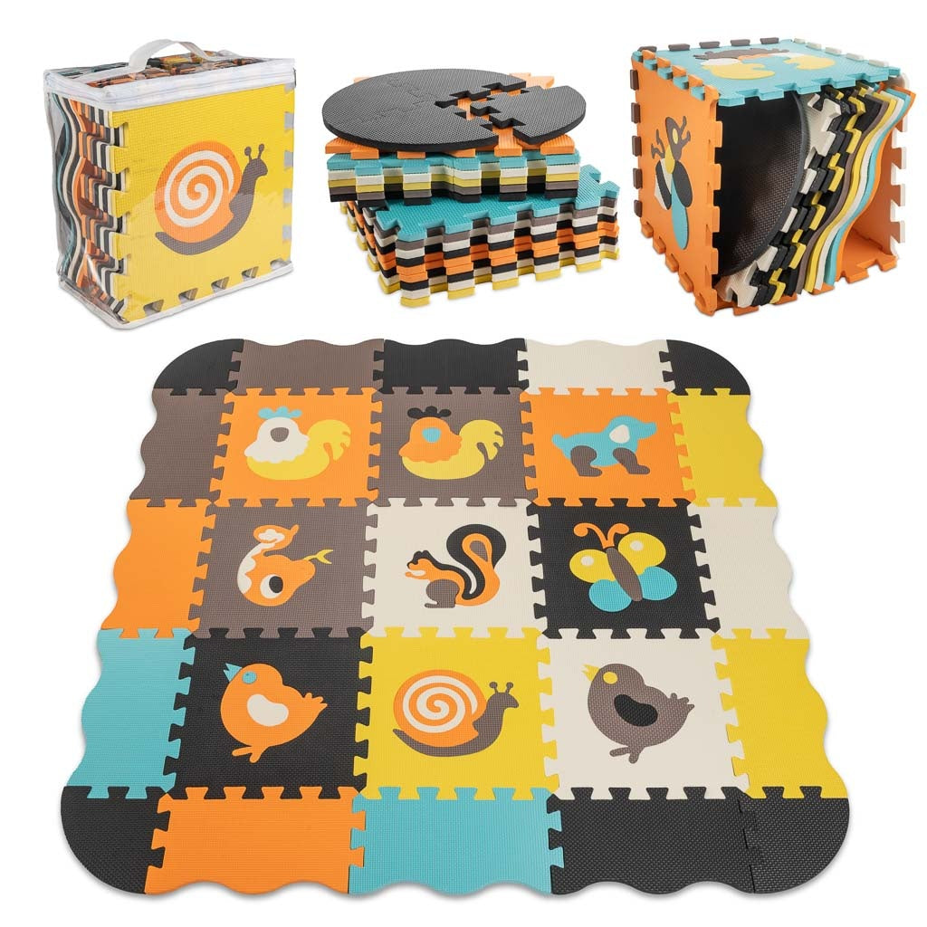 Schaumstoff Puzzlemattelaufstall Fur Kinder 25 Stuck Bunte Tiere 114 Cm X 114 Cm X 1 Cm 202109458