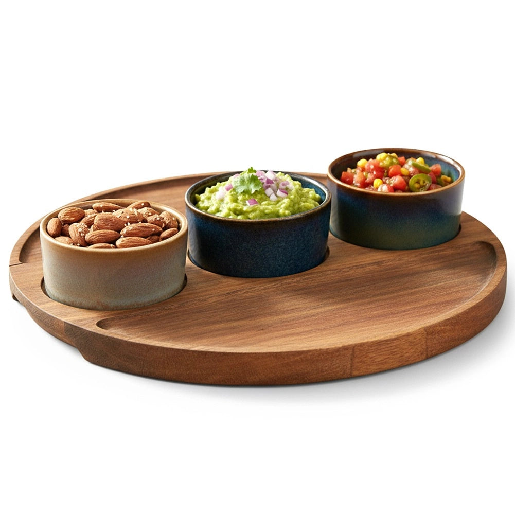 Keramik Snackschalen Mit Akazienholz Tablett 4 Teiliges Set 211338199 211338199 211338199 211338199