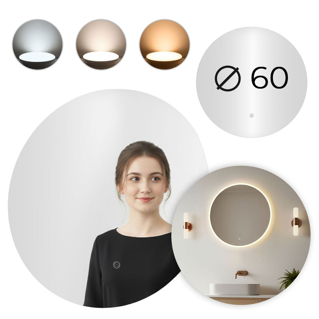 Led Badezimmerspiegel 60 Cm 3 Lichtfarben Beruhrungsschalter 211971791 211971791