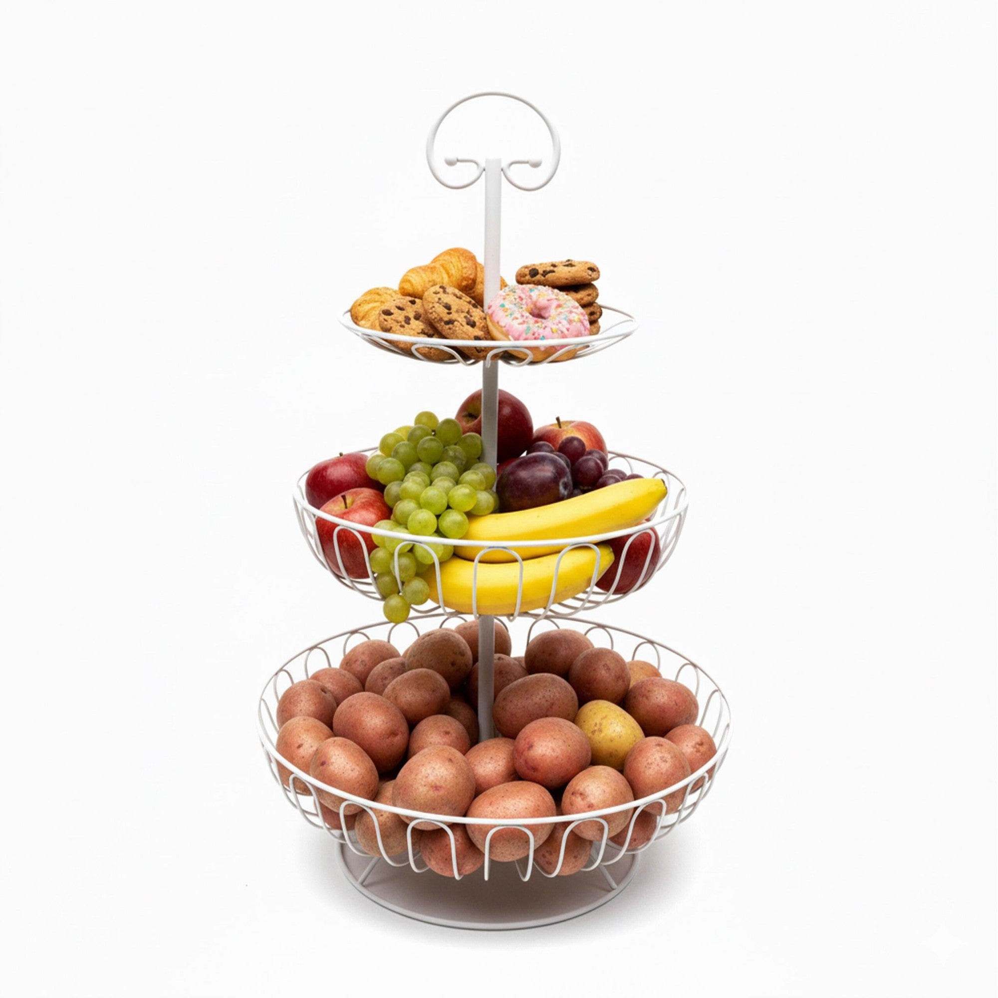 3 Stockiger Obstschalenstander Aus Draht - Rund Luftzirkulierendes Design 211743899 211743899