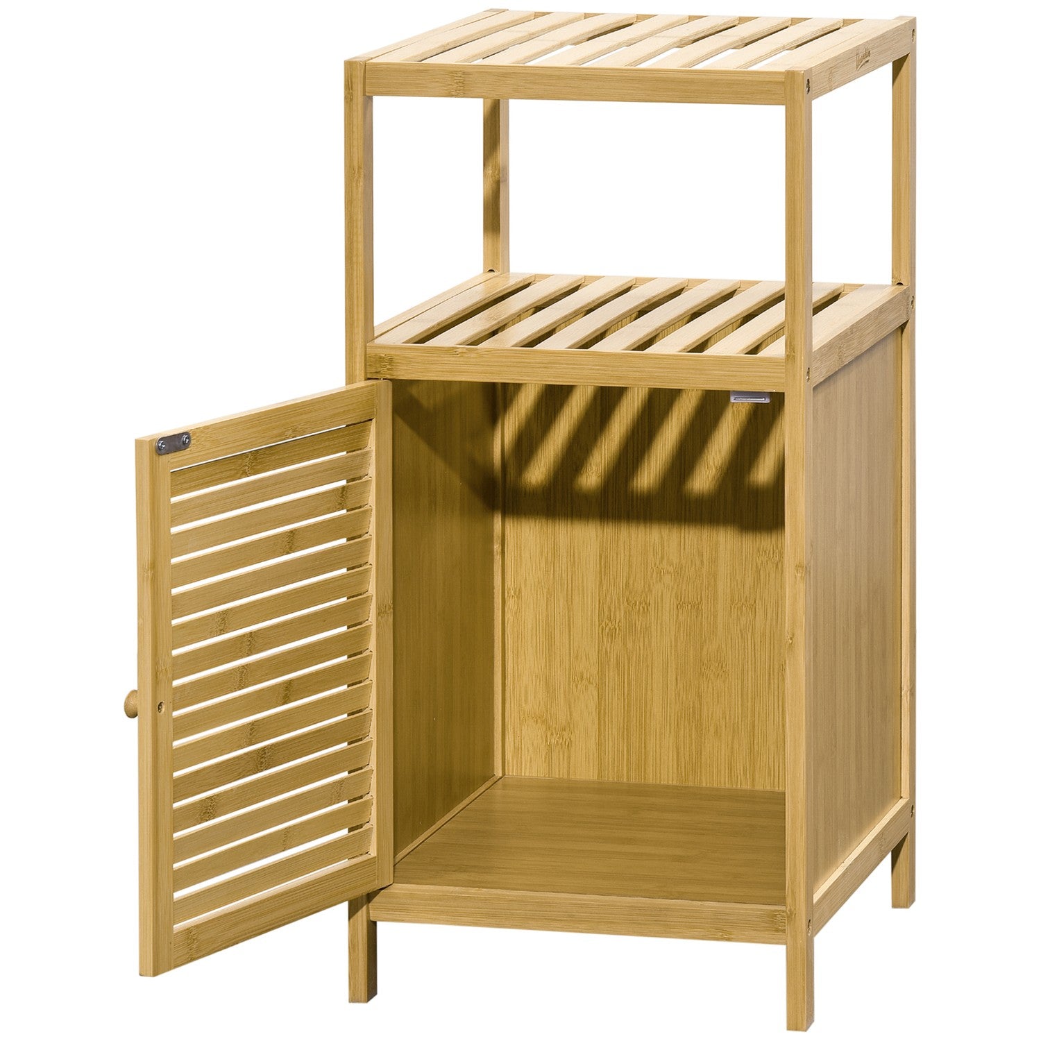 Badezimmerschrank Badschrank Mit Offenem Fach Beistellschrank Kippschutz Aufbewahrungsschrank Bambus Natur 33x355x67cm 202120921 202120921