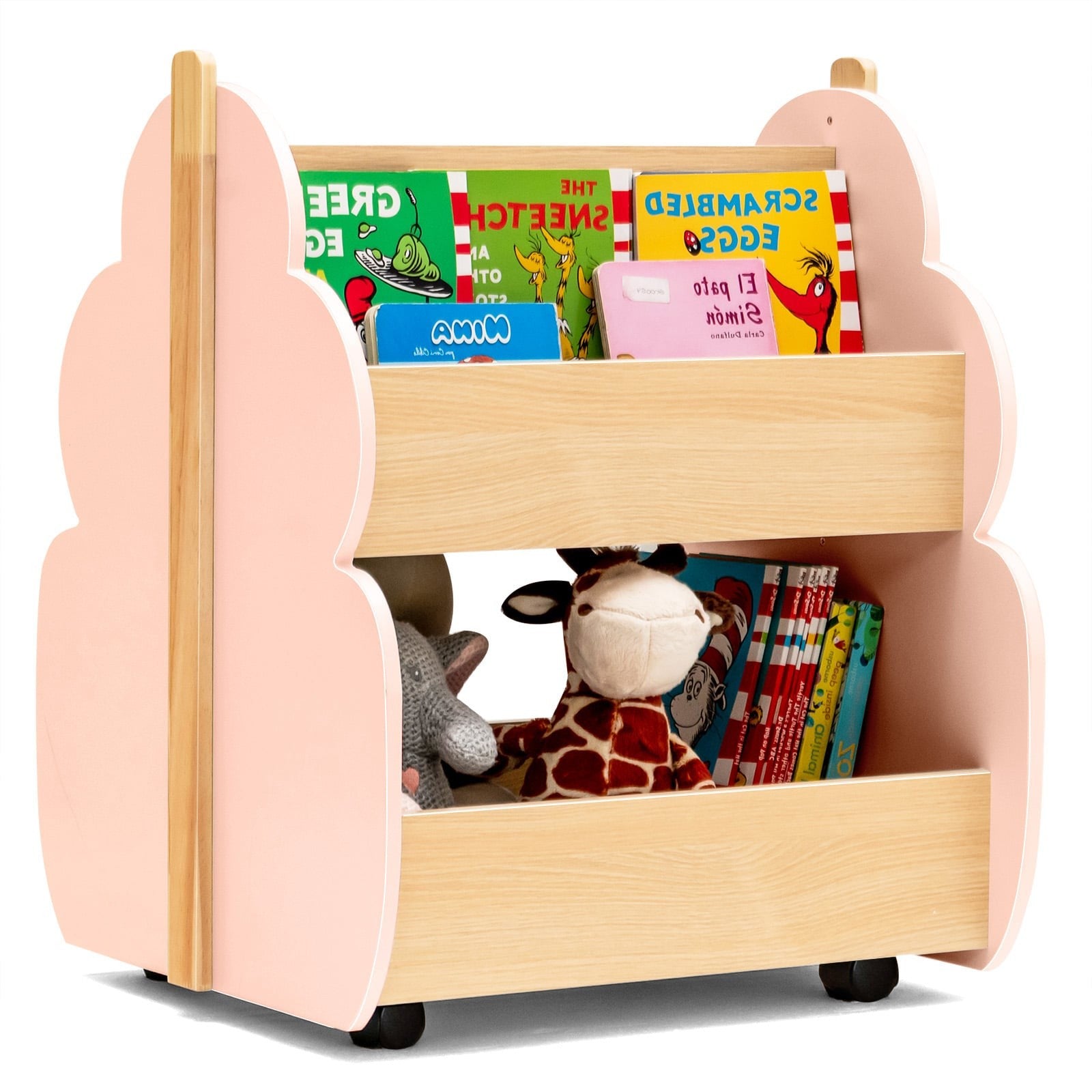 Kinderbucherregal Aus Holz Mit Rollen 2 Stockig Rosa 211173199 211173199 211173199 211173199
