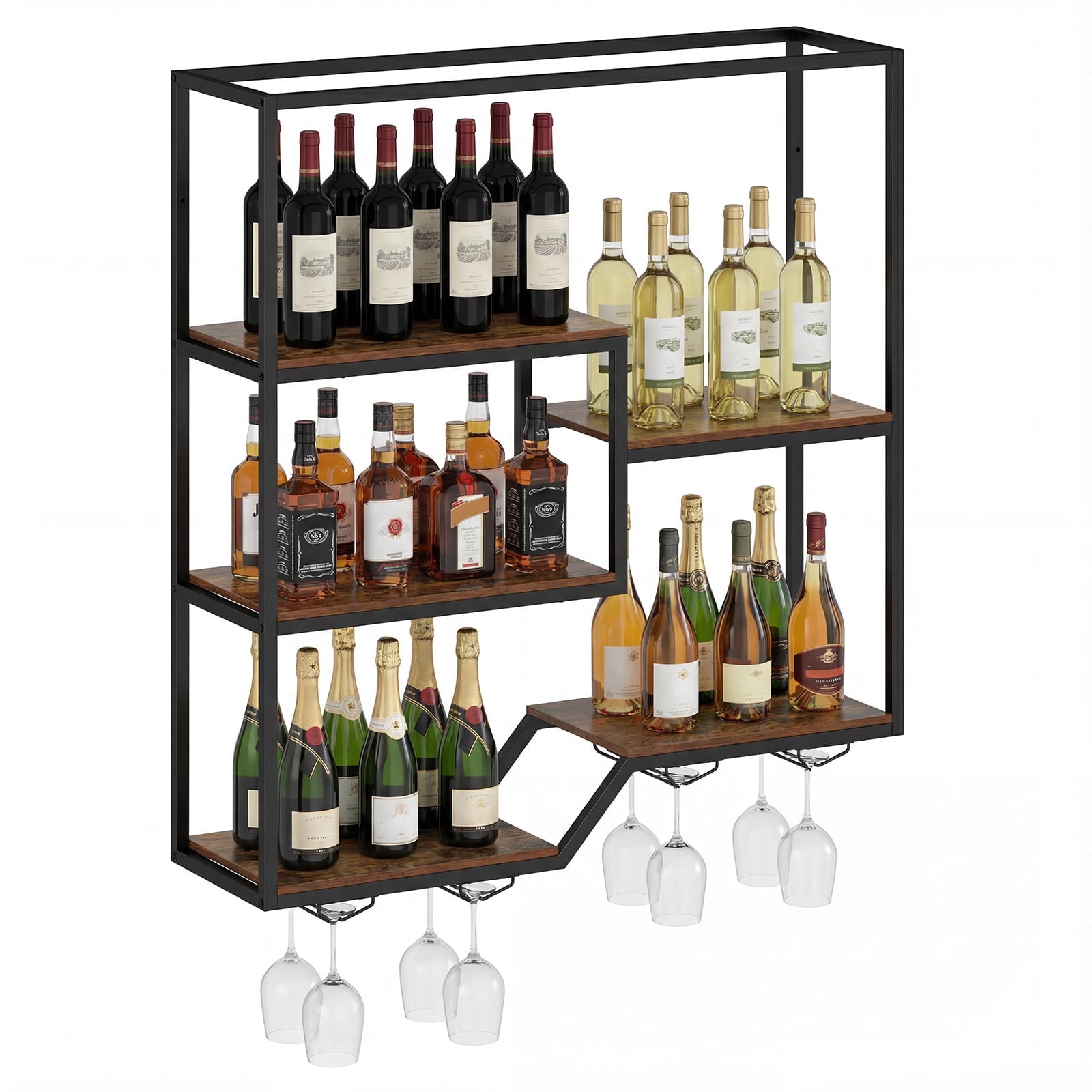 Wandmontiertes Weinregal Mit Glashalter Rustikales Braun 211171274 211171274 211171274 211171274