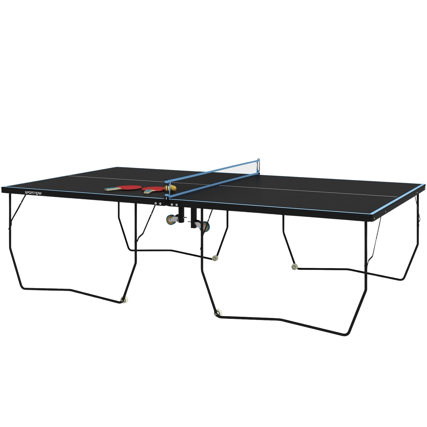 Tischtennisplatte Outdoor Klappbar Tischtennistsich Mit Netz Rollen 2 Tischtennisschlagern Und 3 Ballen Stahl Schwarz 274 X 1525 X 76 Cm 211500267 211500267 211500267