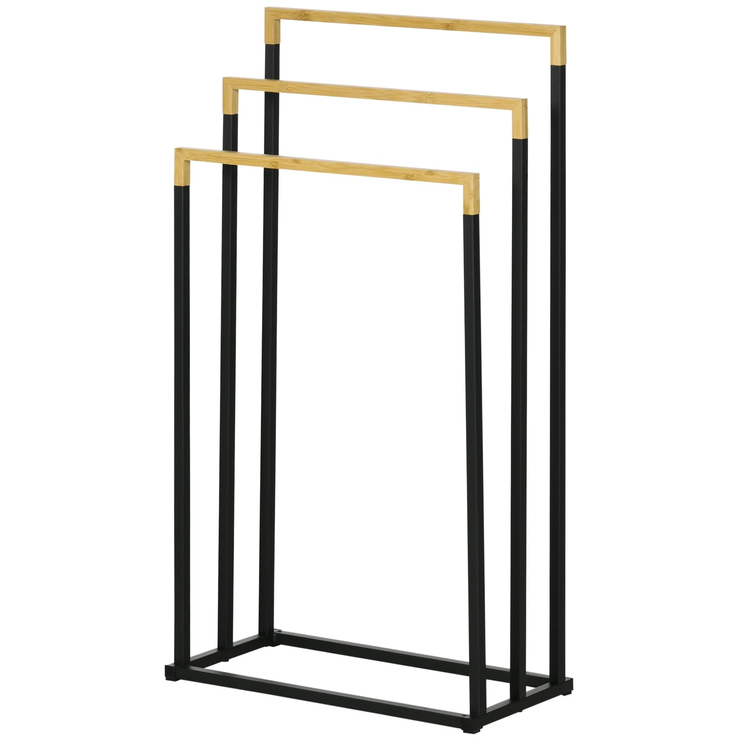 Handtuchstander 3 Stangen Stahl Bambus Badetuchhalter Schwarz 202120174 202120174 202120174