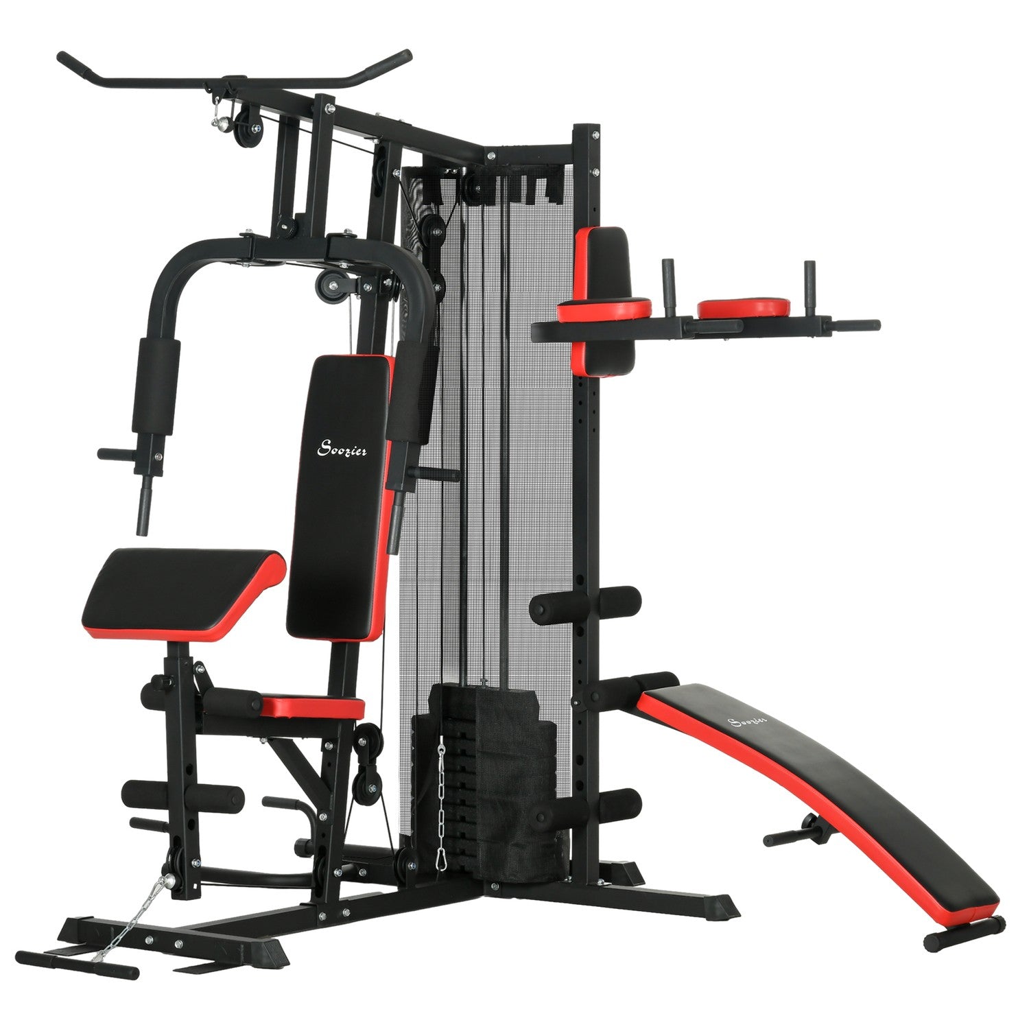 Kraftstation Multifunktionale Fitnessstation Mit Butterfly - Latzugstange Curler Brustpresse Sit Up Bank Fitnessgerat Mit 65 Kg Gewichtsblocken Fur Zuhause Schwarz 211500987 211500987 211500987 211500