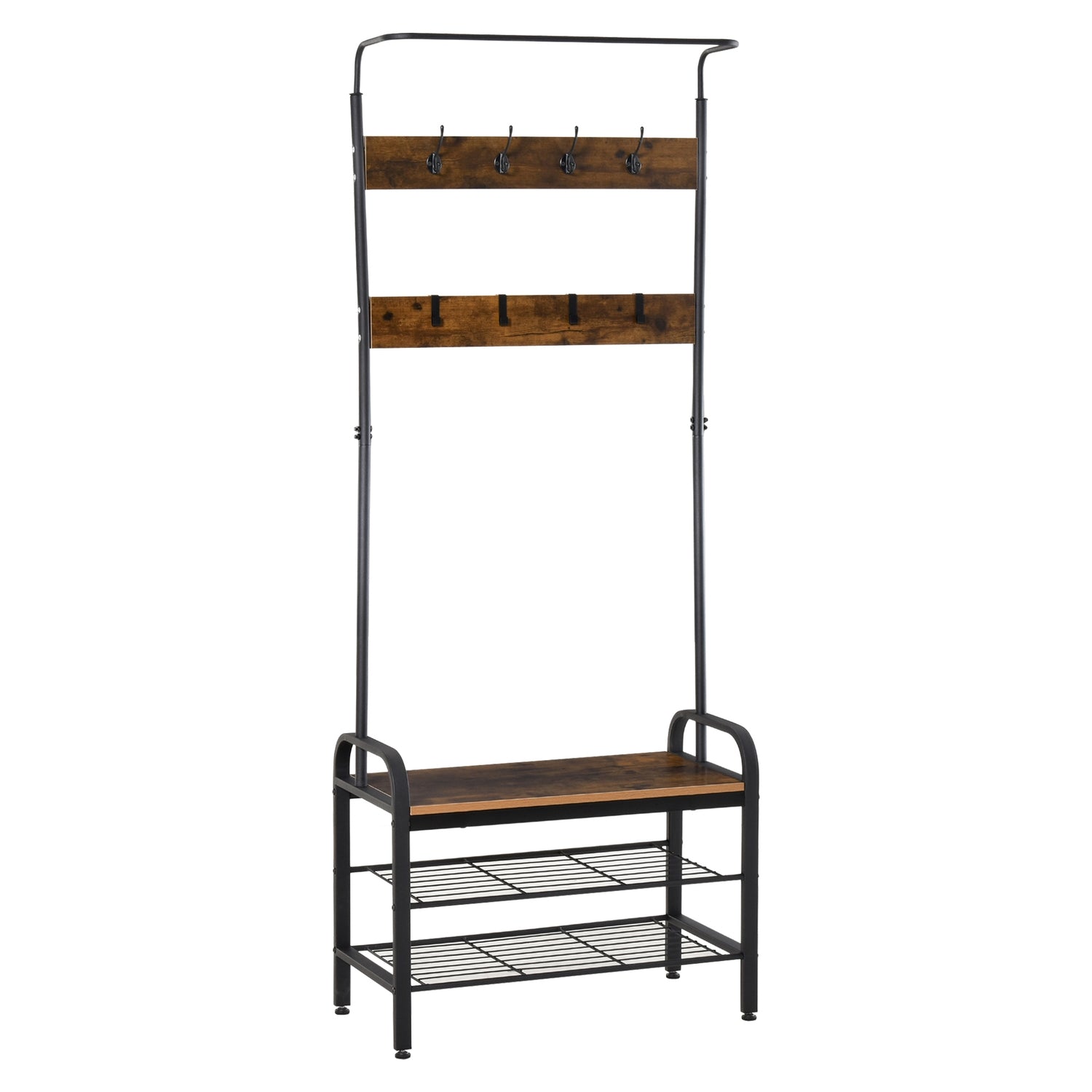 Garderobenstander Mit Schuhregal Kleiderstander 8 Haken 2 Ablagen Mdf Schwarz 72 X 34 X 185 Cm 202104808 202104808 202104808