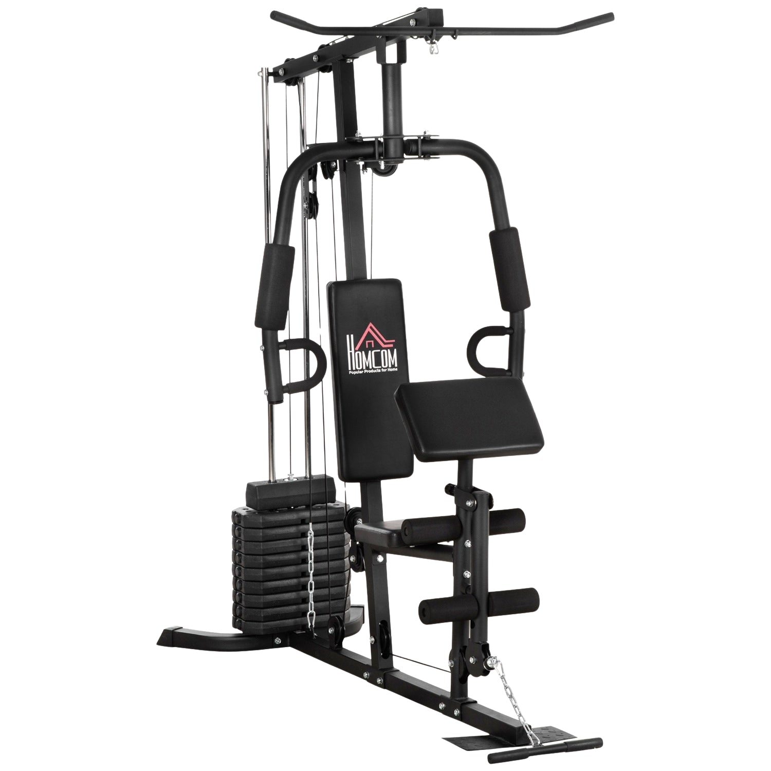 Kraftstation Fitnessstation Mit Latzug Und Butterflystange Und 45 Kg Gewichte Krafttraining Stahl Kunstleder Schwarz 180 X 108 X 200cm 211500952 211500952 211500952