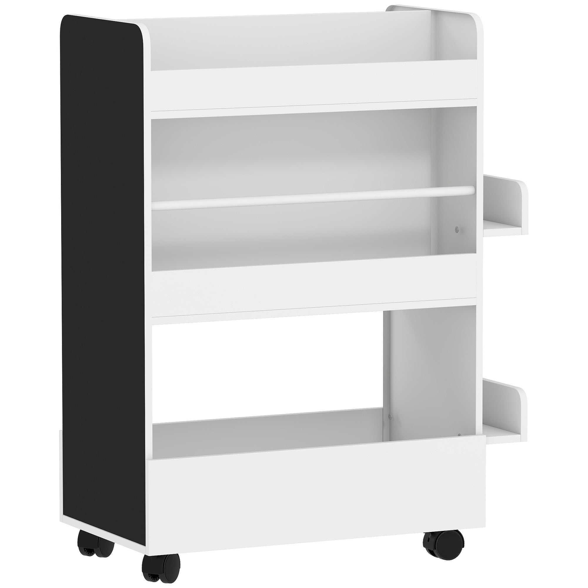 Kinderbucherregal Mit Kreidetafel Und Rollen Wei 211774368