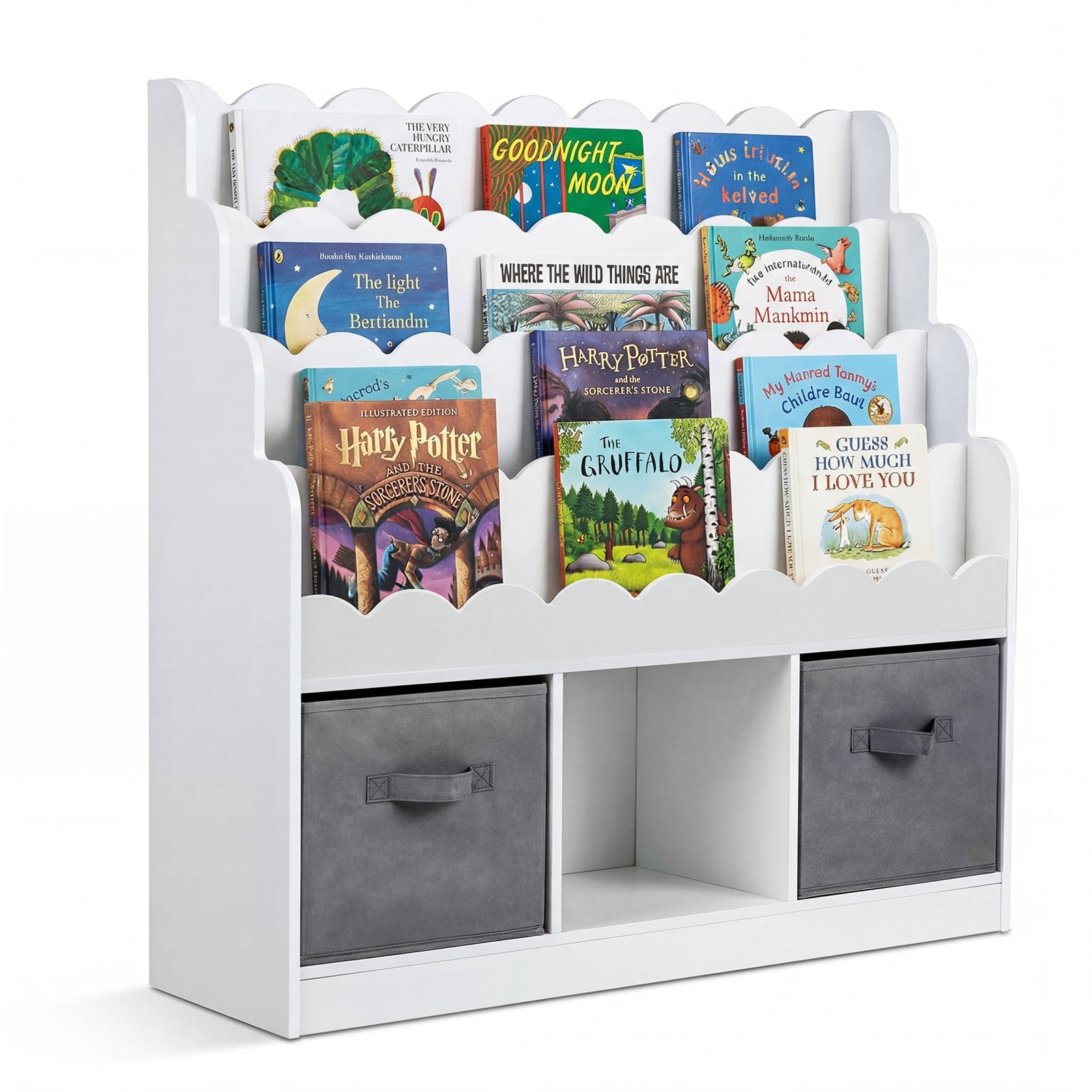 Kinderbucherregal Mit 2 Stoffschubladen Und 4 Regalboden 211171802 211171802 211171802 211171802