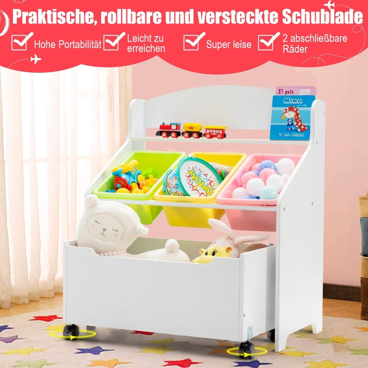 Spielzeugregal Fur Kinder Mit Rollen Weies Mdf 211171978 211171978