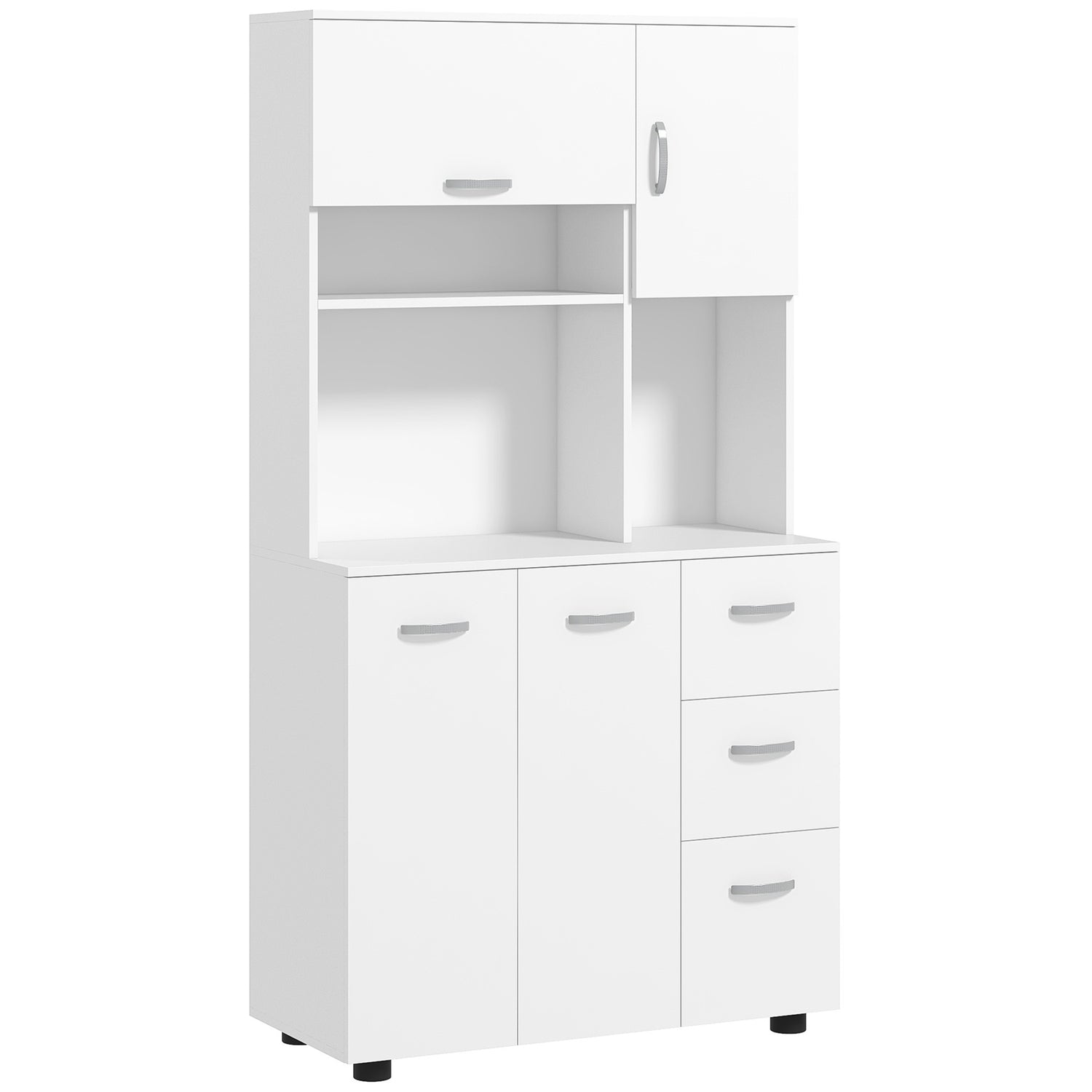 Freistehender Kuchenschrank 89 X 395 X 168 Cm Mit Kippschutz Schubladen Regalen Turen Verstellbaren Einlegeboden Mdf Wei 202104893 202104893 202104893