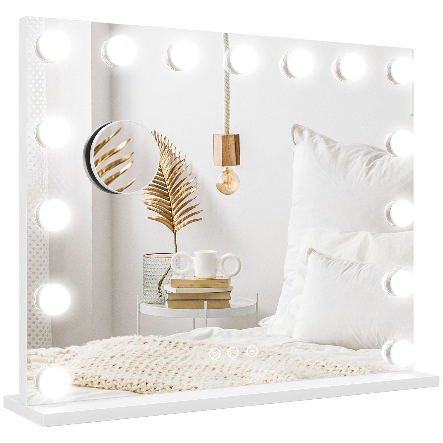 Hollywood Spiegel Mit Beleuchtung 58x48cm 15 Led 3 Lichtmodi 10x Vergroerung Tragbar Touchschalter Usb Ladeanschluss Wei De 211499782 211499782 211499782 211499782