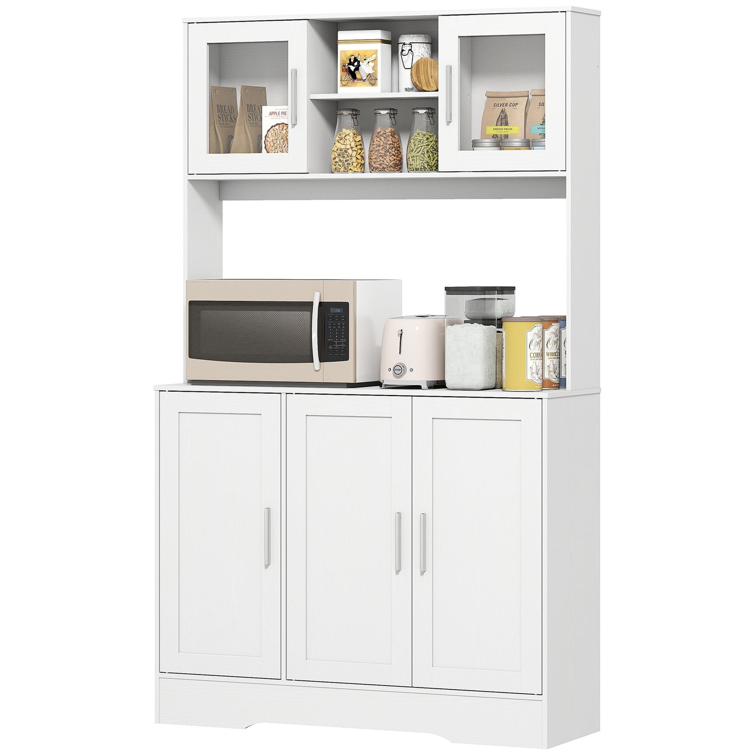 Kuchenschrank Skandinavisches Design 4 Schranke Verstellbare Regale Glasturen Offene Flache Spanplatte Mdf Wei 211501494 211501494 211501494