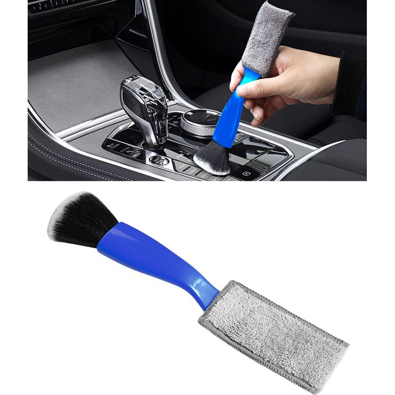 2-in-1 Universal-staubwedel Für Die Autoreinigung – Doppelkopfbürste Für Den Fahrzeuginnenraum – Weiche Bürste Zum Abstauben Und Für Detailarbeiten (blau)