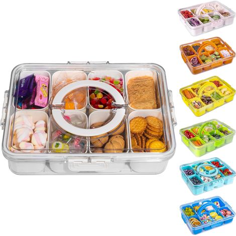 Herausnehmbare Snackschale Mit Deckel Und Griff, Reise-snackbox, Tragbare Aufbewahrung, Weiße Tasche