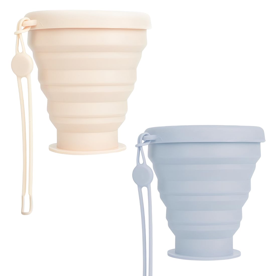 2 Faltbare Becher Für Kinder, Stapelbare Becher, Faltbare Reisebecher Mit Luftdichten Deckeln, Becher-set