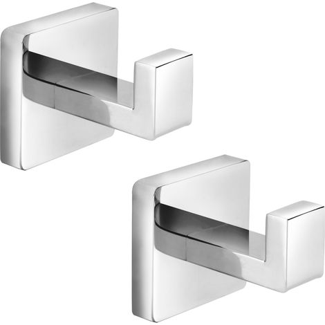 Robuste Handtuchhaken Aus Edelstahl, Quadratische Wandhaken Für Bademäntel, 2er-set, Verchromt Und Poliert