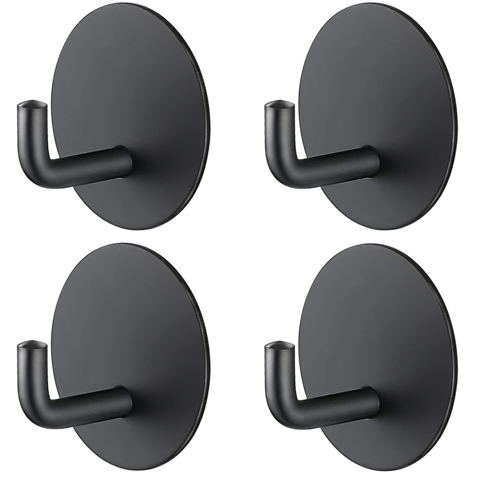 Selbstklebende Haken, 4er-set Handtuchhaken, Rostfrei, Kein Bohren Erforderlich, Ideal Für Restaurants, Badezimmer Und Küchen. (4 Runde Schwarze Haken)