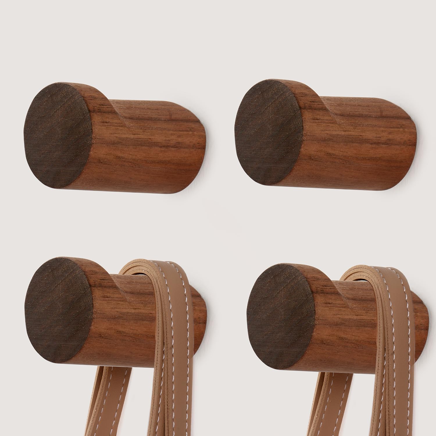 Set Mit 4 Haken Aus Schwarzem Walnussholz, Wandhaken Aus Naturholz Für Hüte, Moderne Dekorative Haken Für Kleiderbügel
