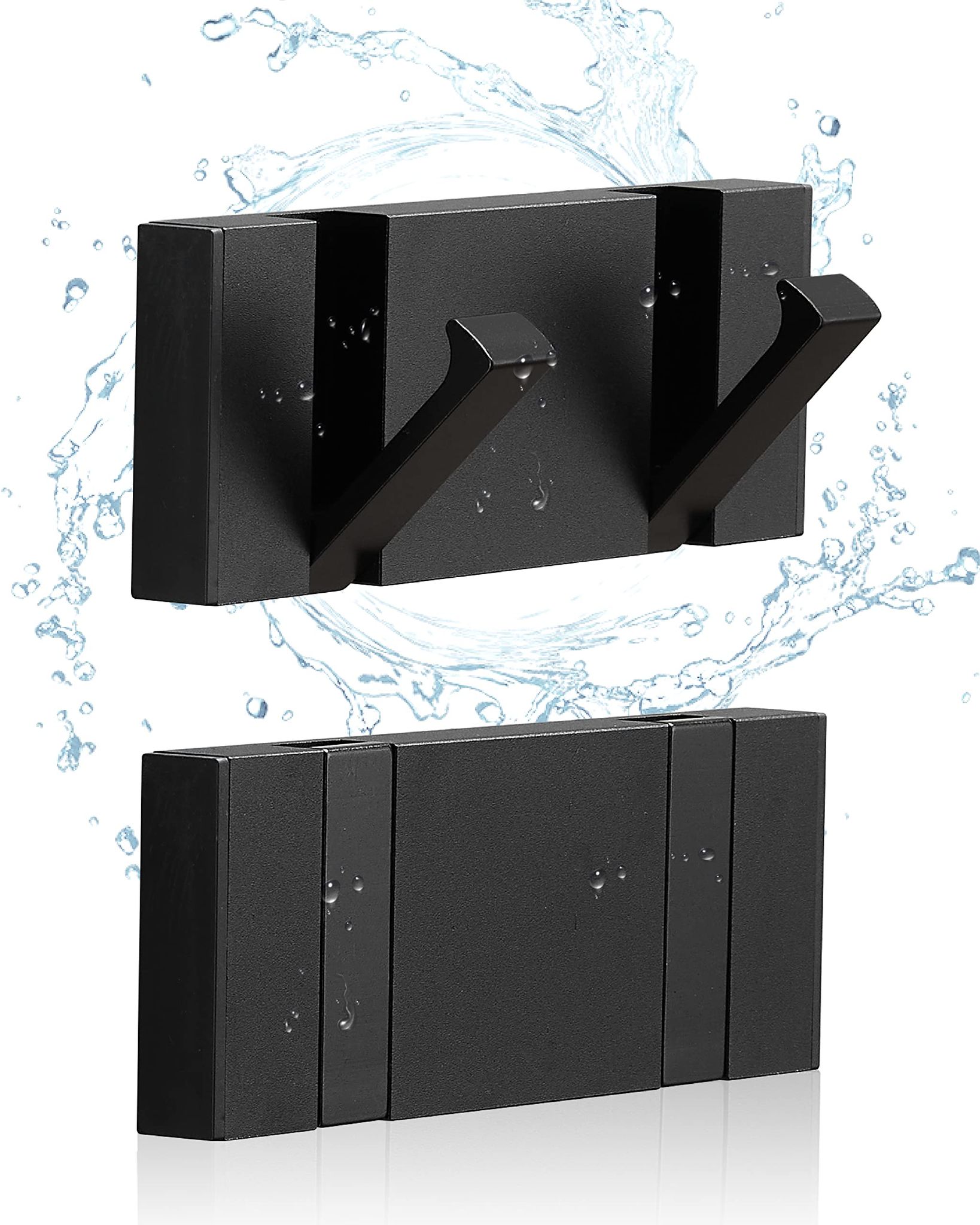 Set Mit 2 Schwarzen, Wasserdichten Handtuchhaken, Faltbaren Badezimmer-handtuchhaken, Modernen Haken, Schwarzen Bademantelhaken, Modernen Badezimmerhaken