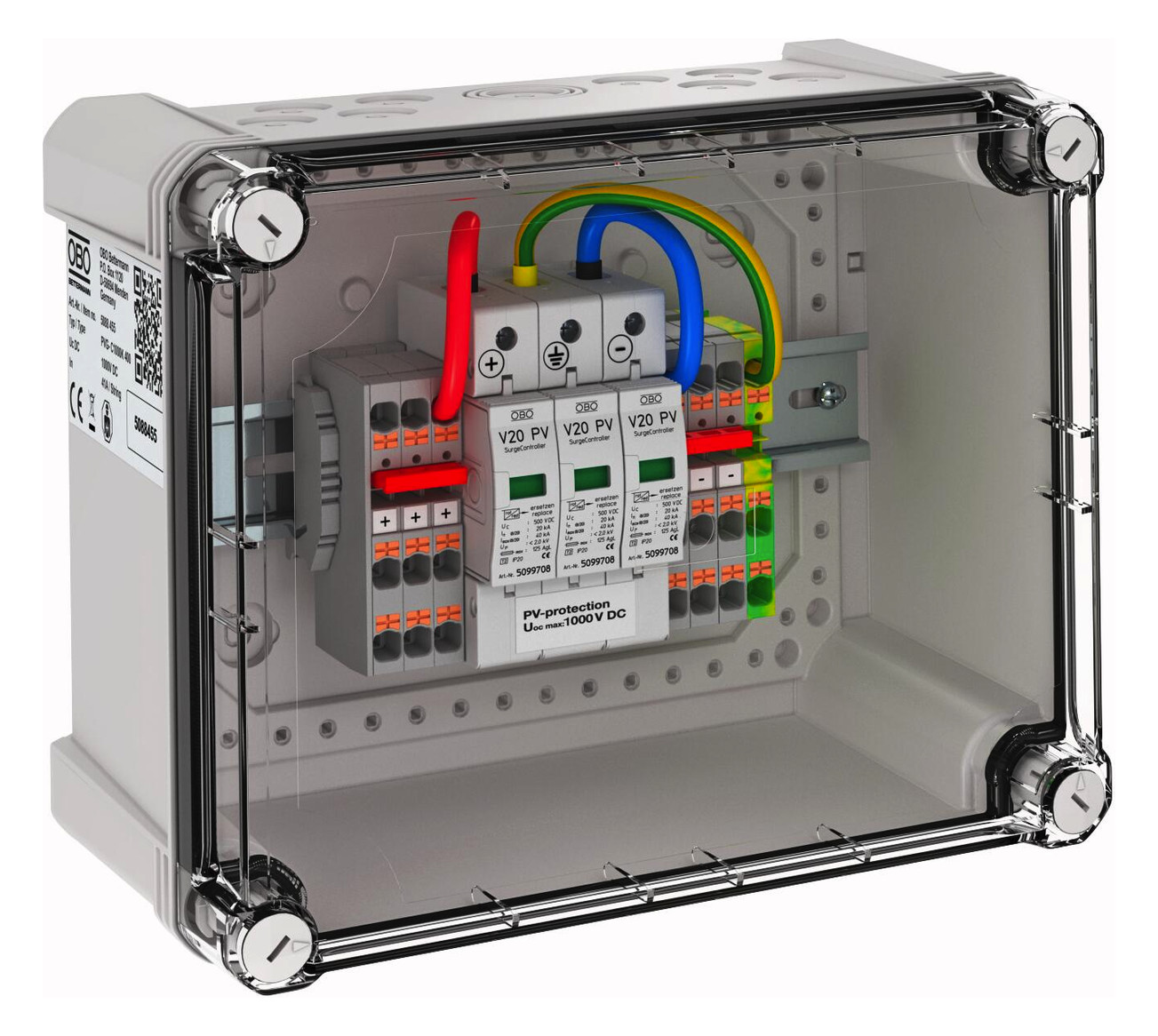 Obo Bettermann Generatoranschlusskasten 4 Pv-string Auf 1 Wr-mpp 1000v Dc Lichtgrau Ral 7035, 5088455