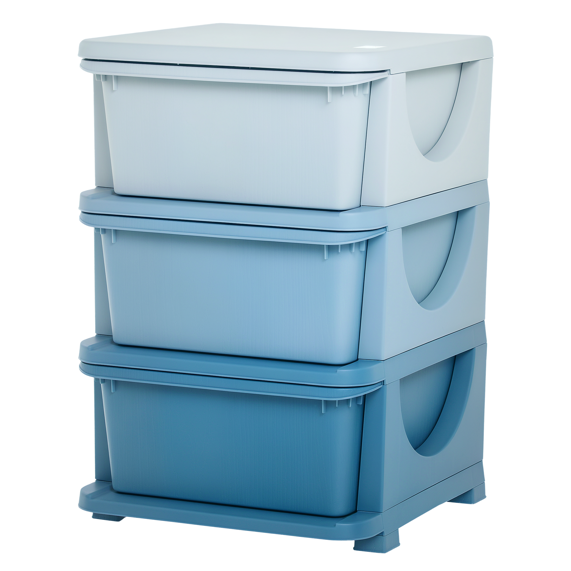 Aufbewahrungsbox Für Kinder, 3 Schubladen, Abgerundete Kanten, Geprägtes Muster, 37 X 37 X 56,5 Cm, Blau