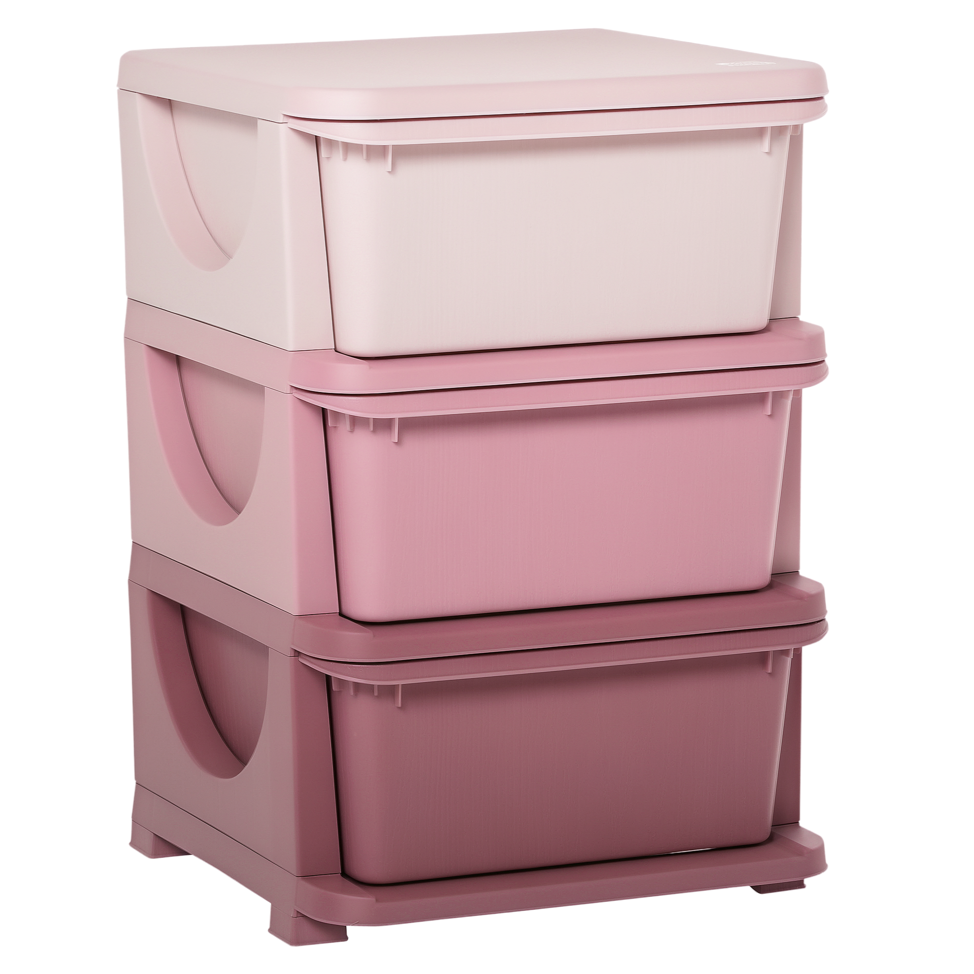Aufbewahrungsboxen Für Kinder, 3 Schubladen, Abgerundete Kanten, Geprägtes Muster, 37 X 37 X 56,5 Cm, Rosa