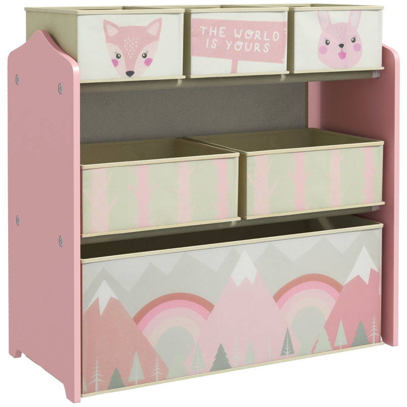 Set Mit 6 Stoffboxen, Hübsches Design, 63 X 30 X 66 Cm, Rosa