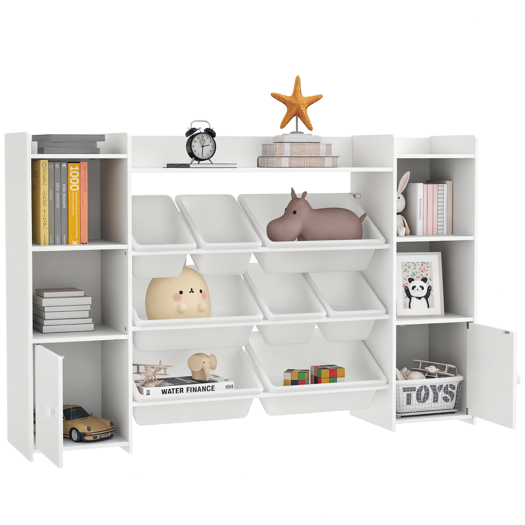 Kinderregal Zur Aufbewahrung Von Spielzeug Und Büchern, Mit 8 Herausnehmbaren Boxen, Weiß.
