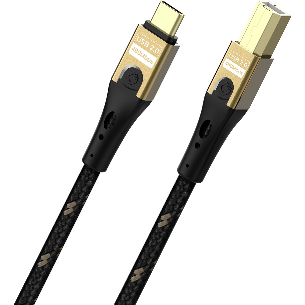 Oehlbach Usb-c® Kabel Usb 2.0 Usb-c®, Usb-b Stecker 1 M Schwarz/gold Geflechtschirm D1c9547
